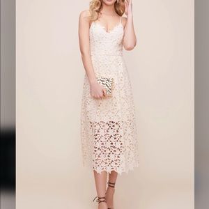NEW Astr The Label Lace A Line Midi Dress Cream